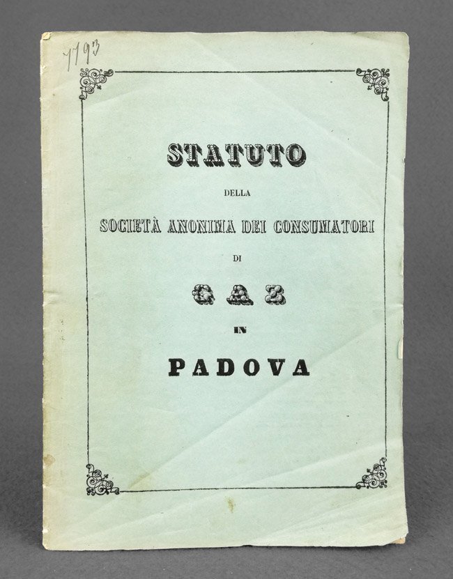 Statuto della Societa' anonima dei consumatori di gaz in Padova