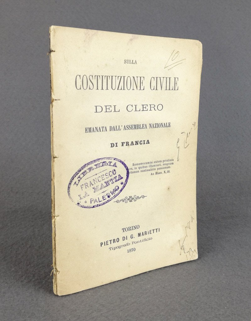 Sulla Costituzione civile del clero emanata dall'Assemblea nazionale di Francia