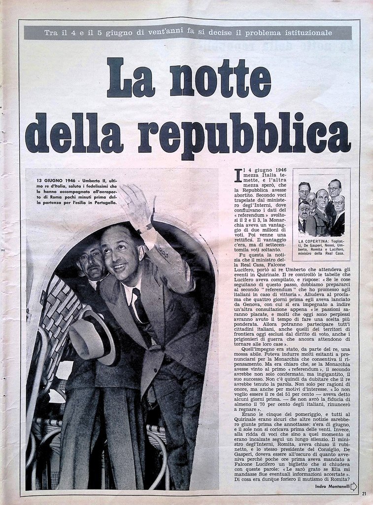 Articoli del 1966 La Notte della Repubblica Umberto II Voti …