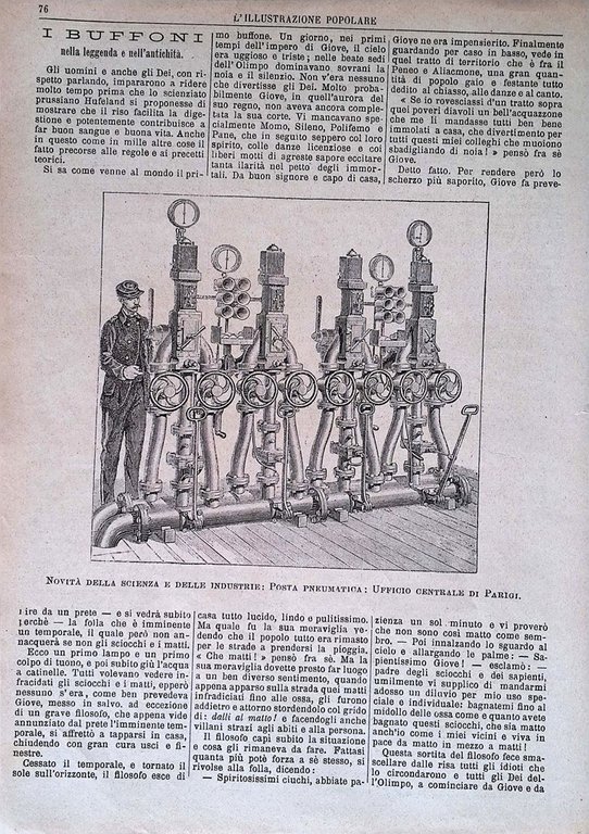 Articolo del 1886 Posta Pneumatica Ufficio Centrale di Parigi