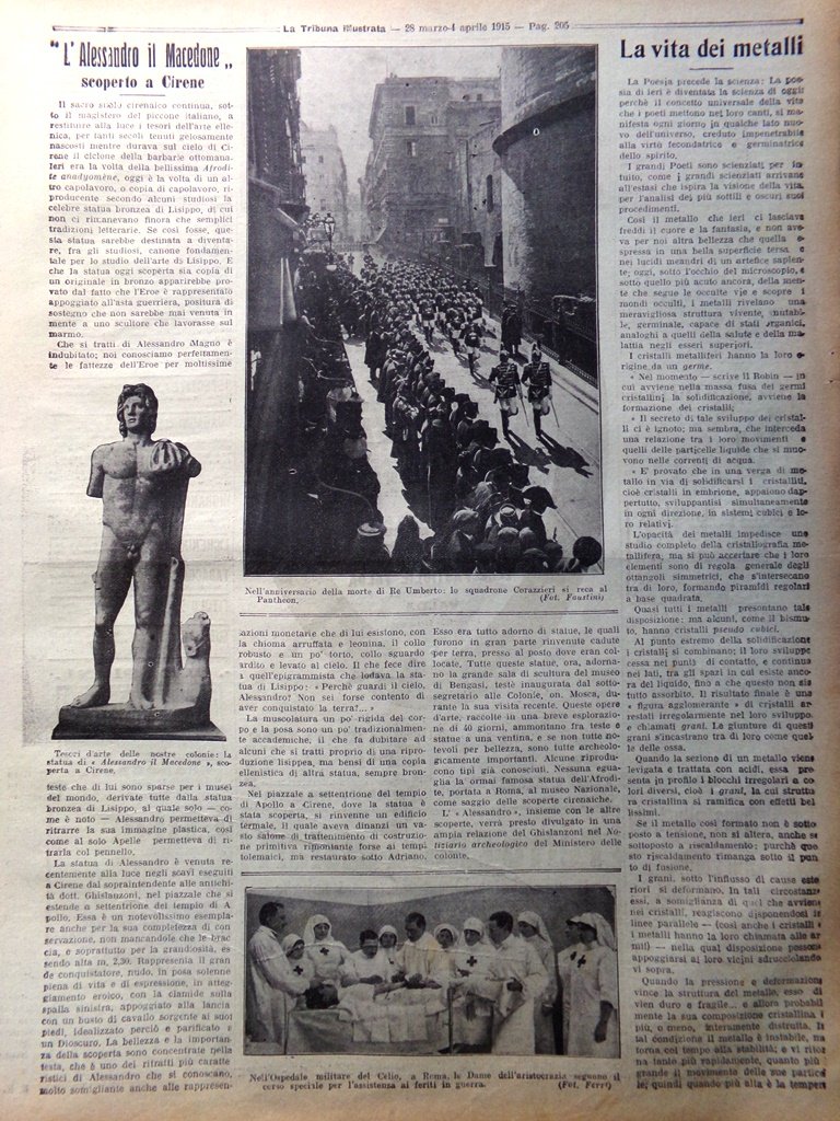 Articolo del 1915 WW1 Scoperta Cirene Alessandro il Macedone Ospedale …