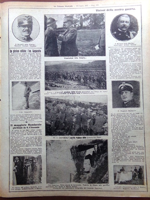 Articolo del 1917 WW1 L'opera della Croce Rossa Italiana Gasparotto …