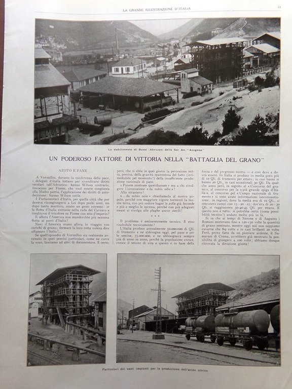 Articolo del 1925 Battaglia del Grano Stabilimento Bussi Azogeno Abruzzo | Immagine Gallery 1