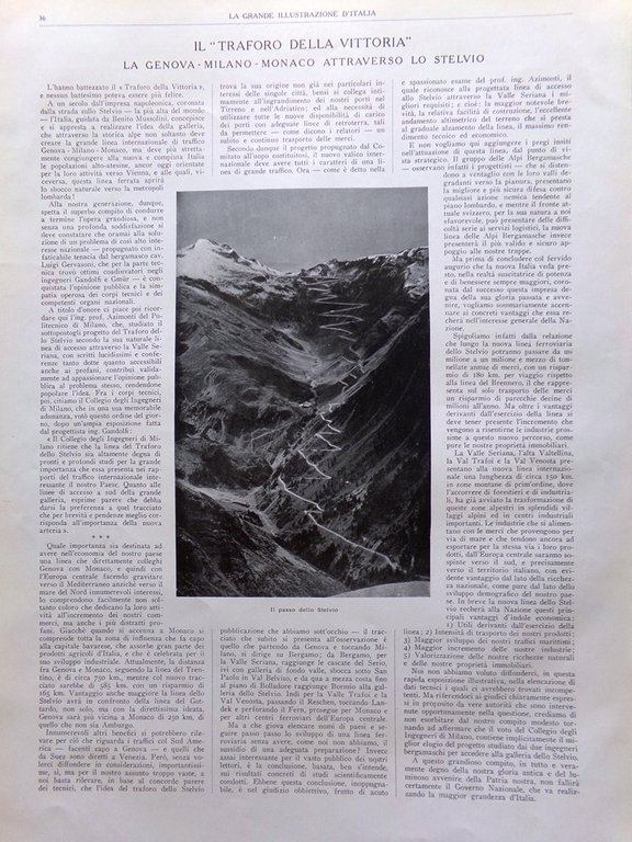 Articolo del 1925 Casagrande Alcione Alpini Ippodromo Milano Traforo Stelvio