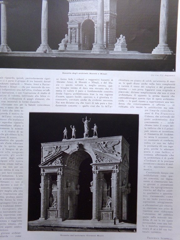 Articolo del 1925 Concorso Monumento Caduti Milano Aresi Baciocchi Muzio …