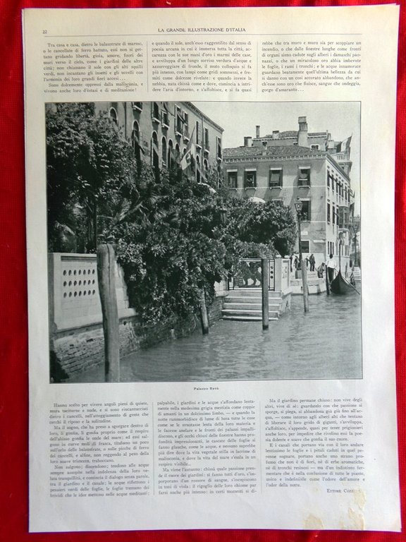 Articolo del 1925 I Giardini di Venezia Vidal Venier Vendramin …