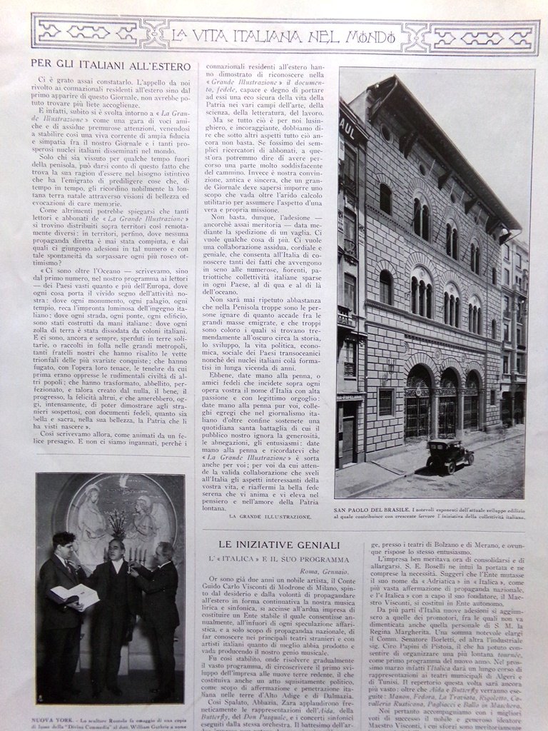 Articolo del 1925 Italiani Estero San Paolo Brasile Ruotolo Ghiacciaio …