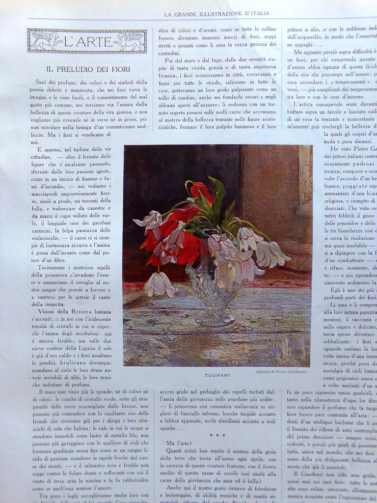 Articolo del 1925 L'arte Il preludio dei fiori di Ettore …