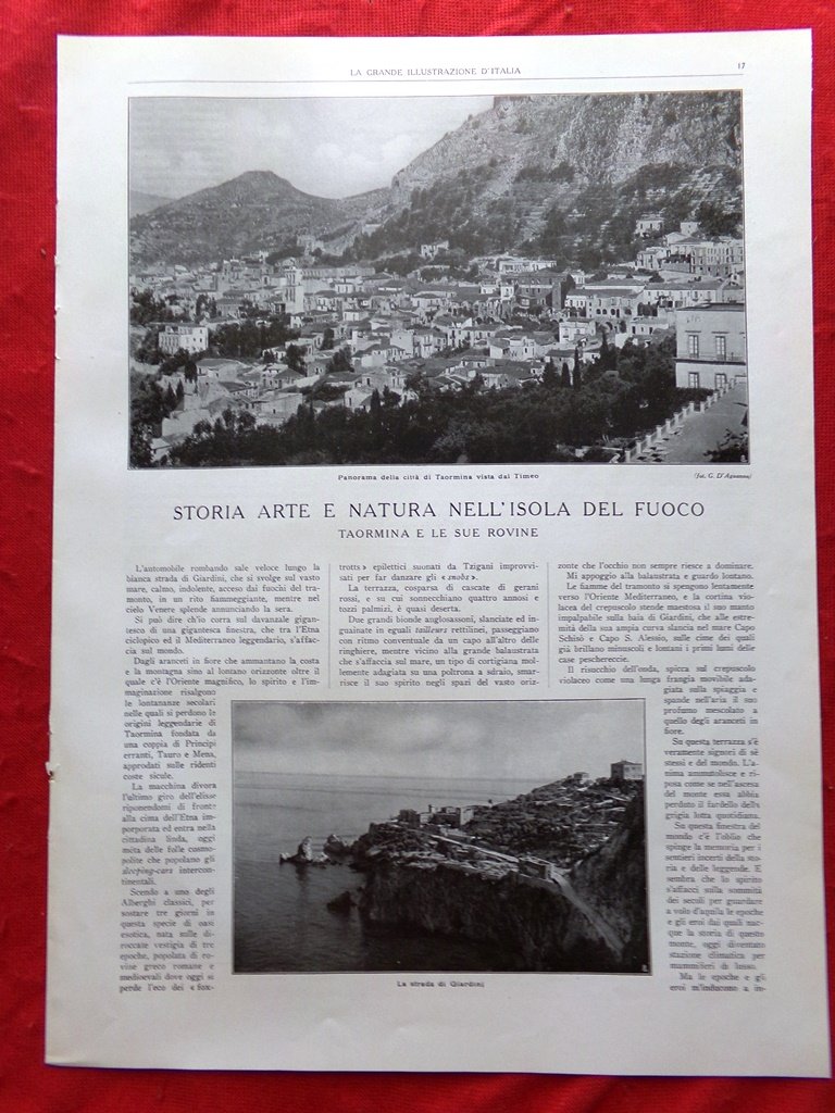 Articolo del 1925 Sicilia Taormina Giardini Etna Teatro Antico Greco …