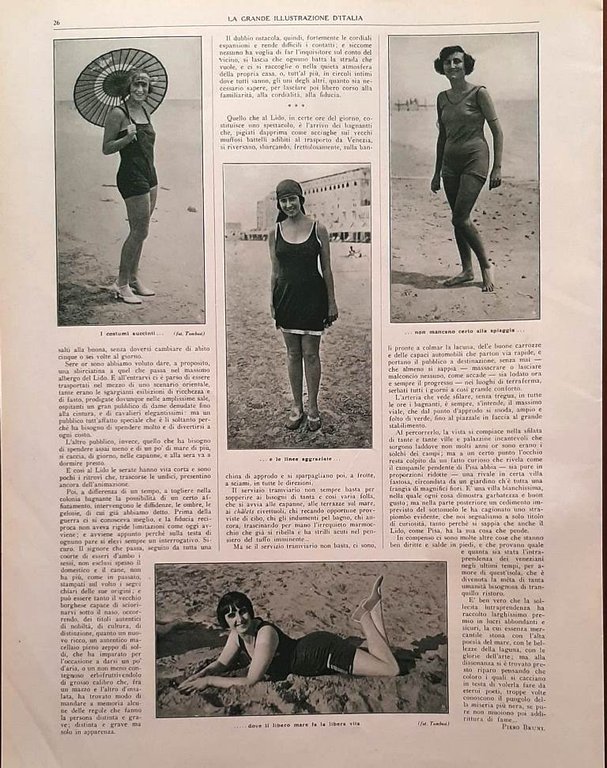 Articolo del 1925 Voci dal Mare Moda Costumi Spiaggia Piero …