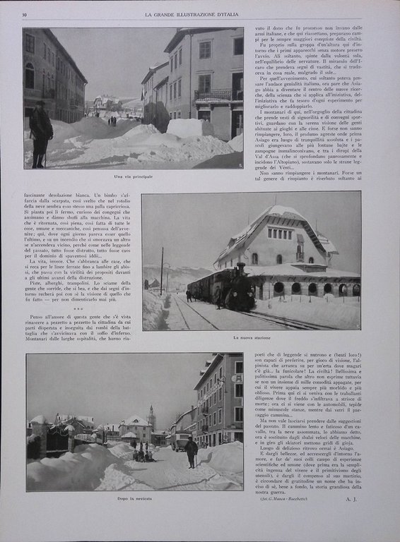 Articolo del 1927 L'inverno sugli Altipiani Asiago Sciatori Stazione Nevicata