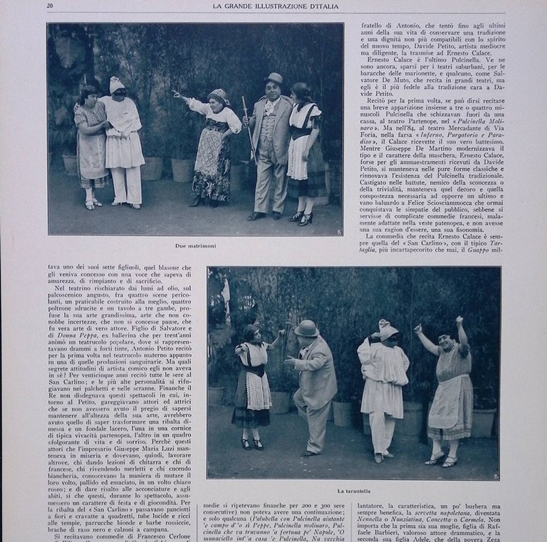 Articolo del 1927 La vita a Napoli Ultimo Pulcinella Calace …