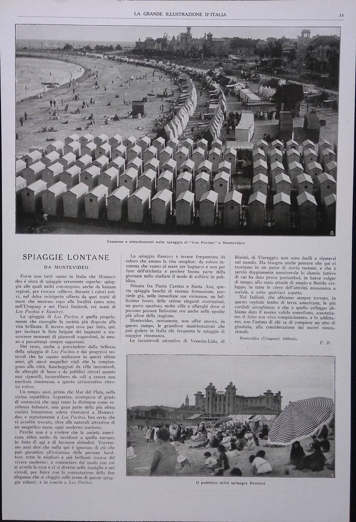 Articolo del 1927 Spiagge lontane da Montevideo Ramirez Los Pocitos …