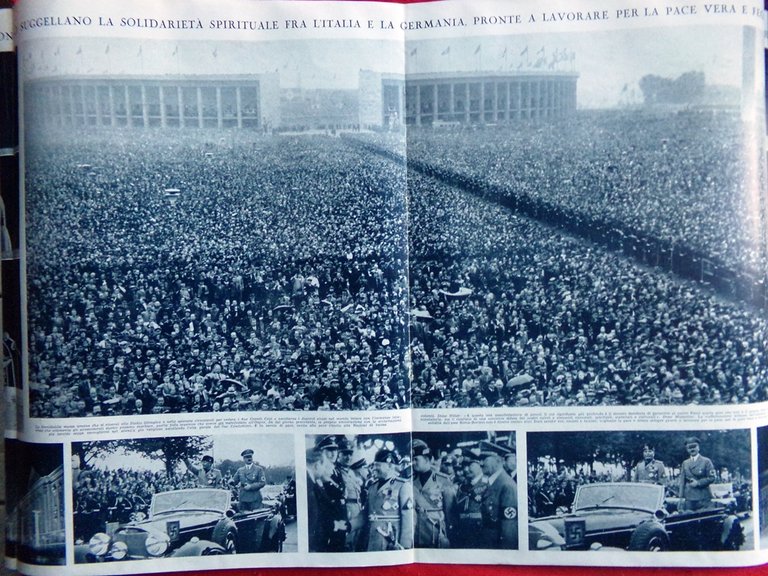 Articolo del 1937 Campo di Maggio Mussolini Hitler Solidarietà Spirituale …