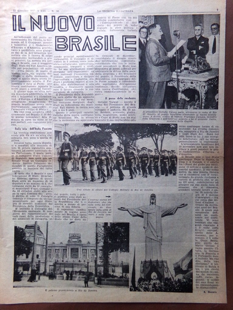 Articolo del 1937 Il nuovo Brasile Rio de Janeiro Bonura …