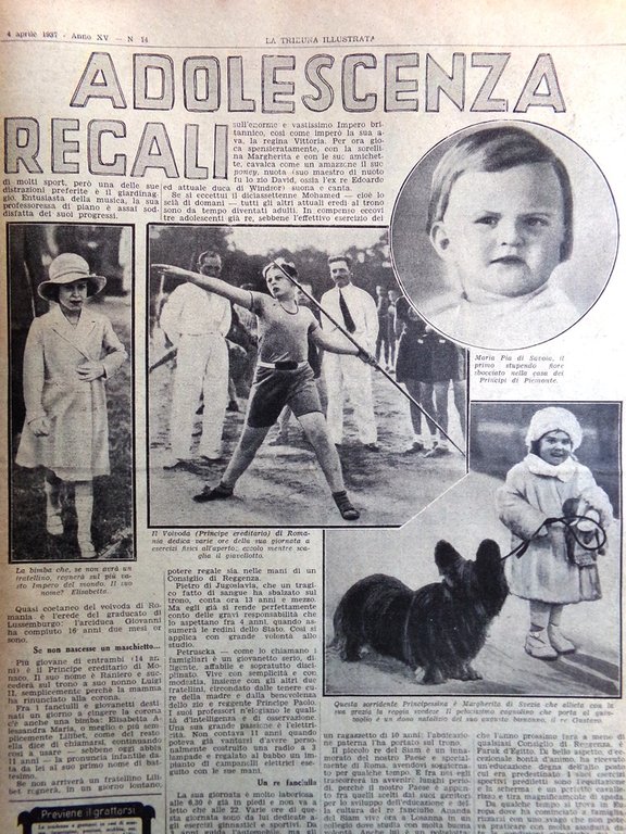 Articolo del 1937 Infanzia Adolescenza Regali Principi di tutto il …
