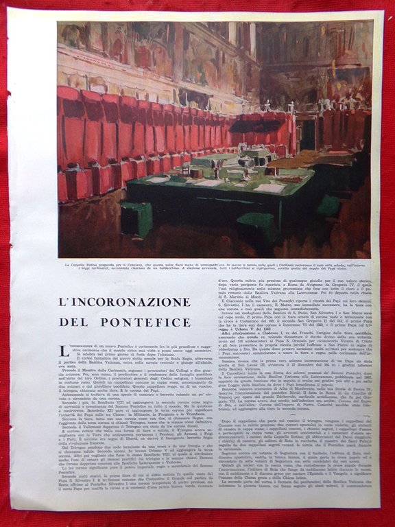 Articolo del 1939 L'incoronazione del Pontefice Papa Pio XII Disegni … | Immagine Gallery 1