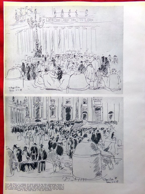 Articolo del 1939 L'incoronazione del Pontefice Papa Pio XII Disegni …