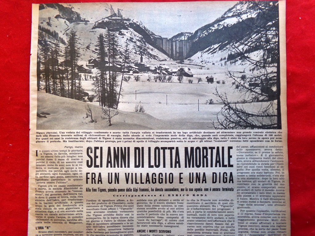 Articolo del 1952 Sei anni di lotta a Tignes Villaggio …