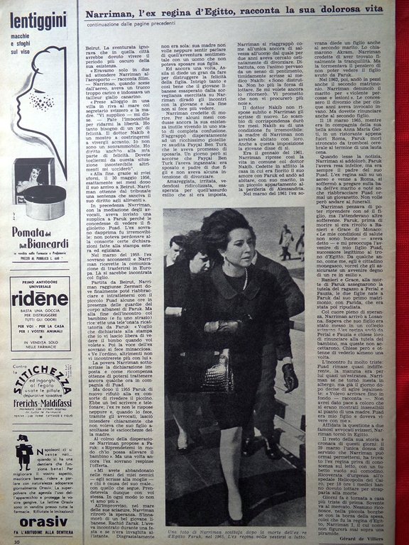 Articolo del 1967 La storia di Narriman Sadek Ex Regina …
