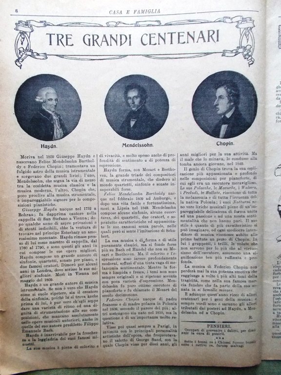 Casa e Famiglia del 14 Marzo 1909 Haydn Mendelssohn Chopin …