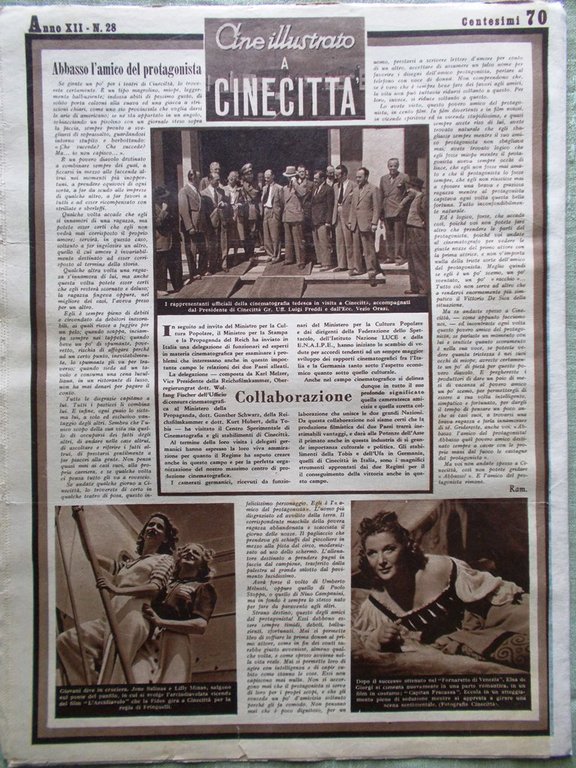 Cine Illustrato 10 Luglio 1940 Paolieri Falconi Cinema in Gallura …