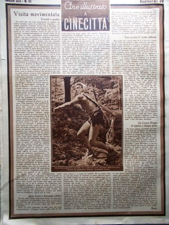 Cine Illustrato 9 Ottobre 1940 Gandusio Giachetti Montenegro Mischa Picchiatella