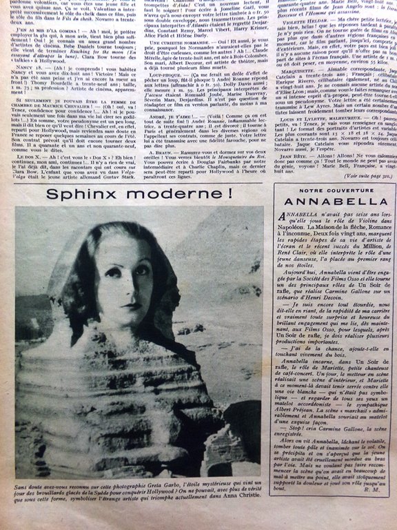 Cine-Miroid du 8 Mai 1931 Grock Greta Garbo André Berley …