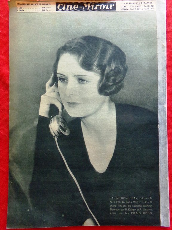 Cine-Miroir du 1 Mai 1931 Vallée Ronceray Huguette Bickford Ondra …