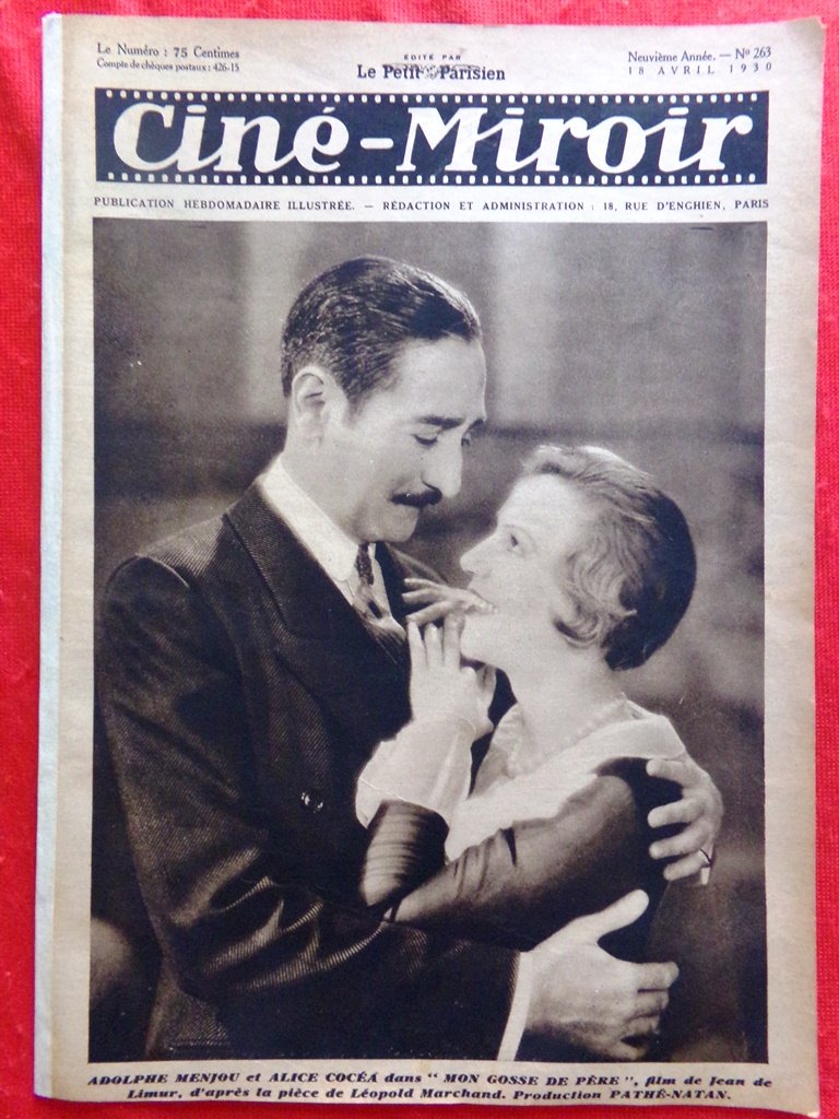 Cine-Miroir du 18 Avril 1930 Menjou Cocéa Illery La Plante …