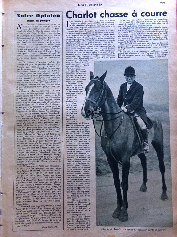 Cine-Miroir du 3 Avril 1931 Charlie Chaplin Dietrich Baur Barrymore …