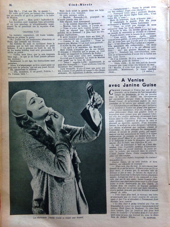 Cine-Miroir du 30 Janvier 1931 Parola Gance Murat Gilbert Flambeau …