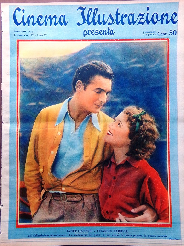 Cinema Illustrazione 13 Settembre 1933 Gaynor Farrell Canzone del Sole …