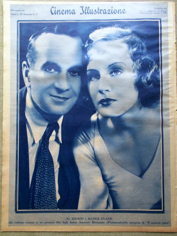 Cinema Illustrazione 15 Febbraio 1933 Graves Lee Jolson Evans Bow …