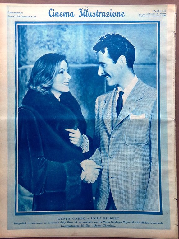 Cinema Illustrazione 20 Settembre 1933 Greta Garbo Gilbert Chaplin Lo …