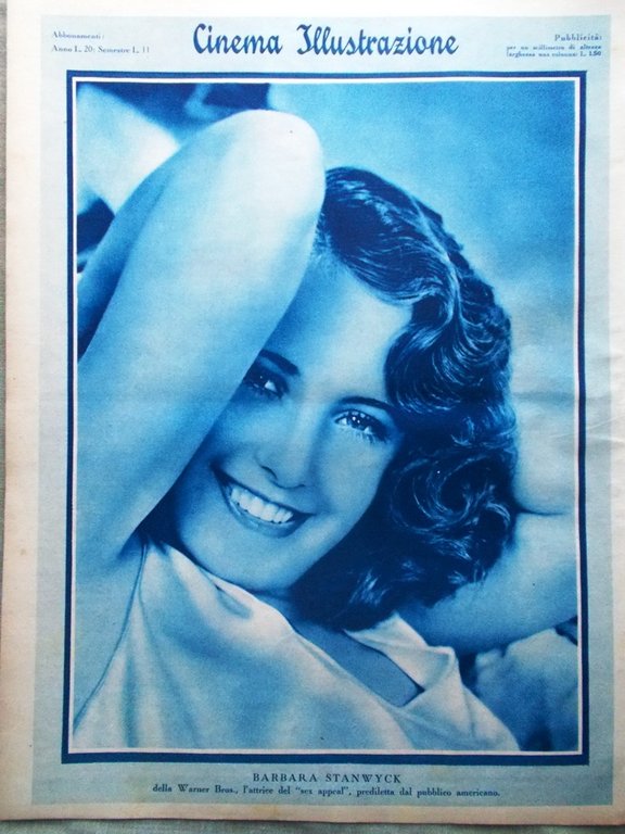 Cinema Illustrazione 21 Ottobre 1931 Caesar Film Stanwyck Daniels Swanson …