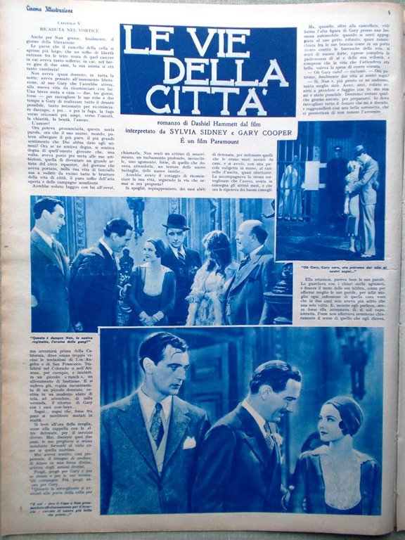 Cinema Illustrazione 3 Febbraio 1932 Page Paolieri May Wong Donna …