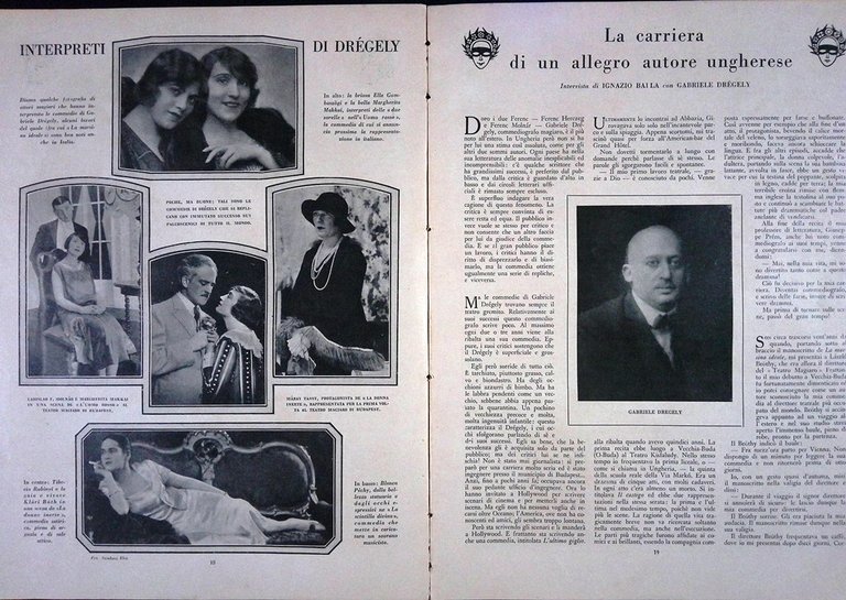 Comoedia di Agosto 1926 Ruggeri Dregely Sacharov Impekoven Bernard Levi …
