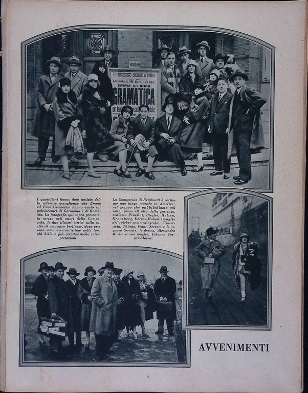 Comoedia di Dicembre 1927 Becque Pavlova Andreev Turandot Novelli Kaiser …