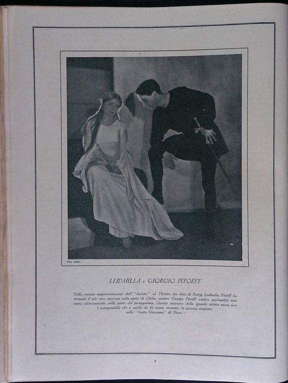 Comoedia di Gennaio 1927 Pitoeff Valentino Falconi Gandusio Di Lorenzo …