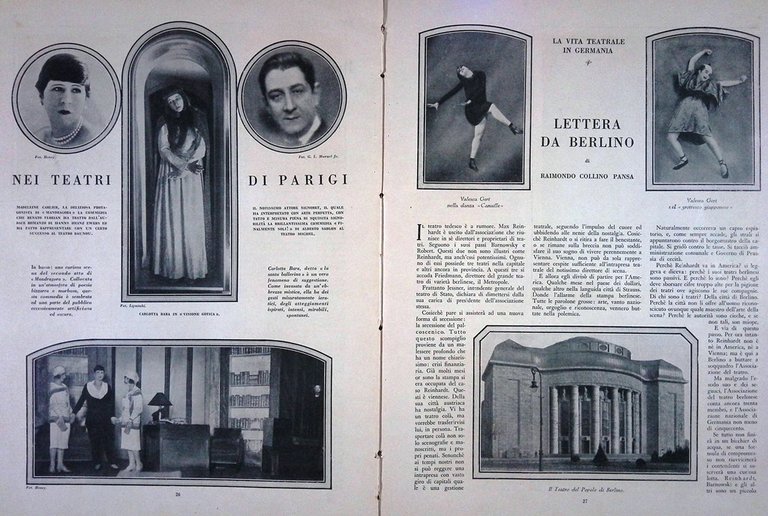 Comoedia di Luglio 1926 Zacconi Teatro Zagabria Salambò Bardos Habimah …