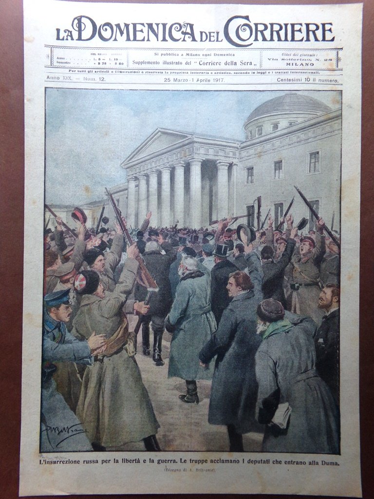 Copertina Domenica Corriere nr. 12 del 1917 WW1 Insurrezione Russa …