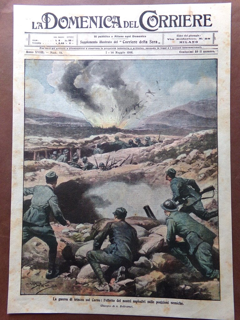 Copertina Domenica Corriere nr. 19 del 1916 WW1 Guerra Trincea …