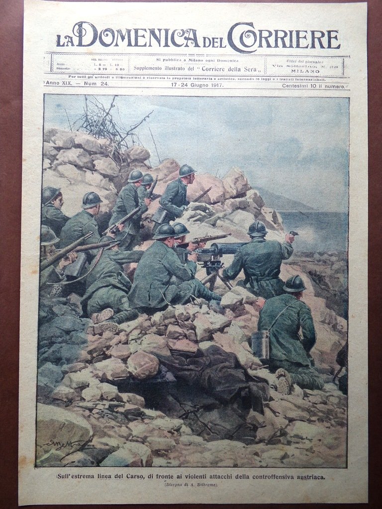 Copertina Domenica Corriere nr. 24 del 1917 WW1 Estrema Linea …