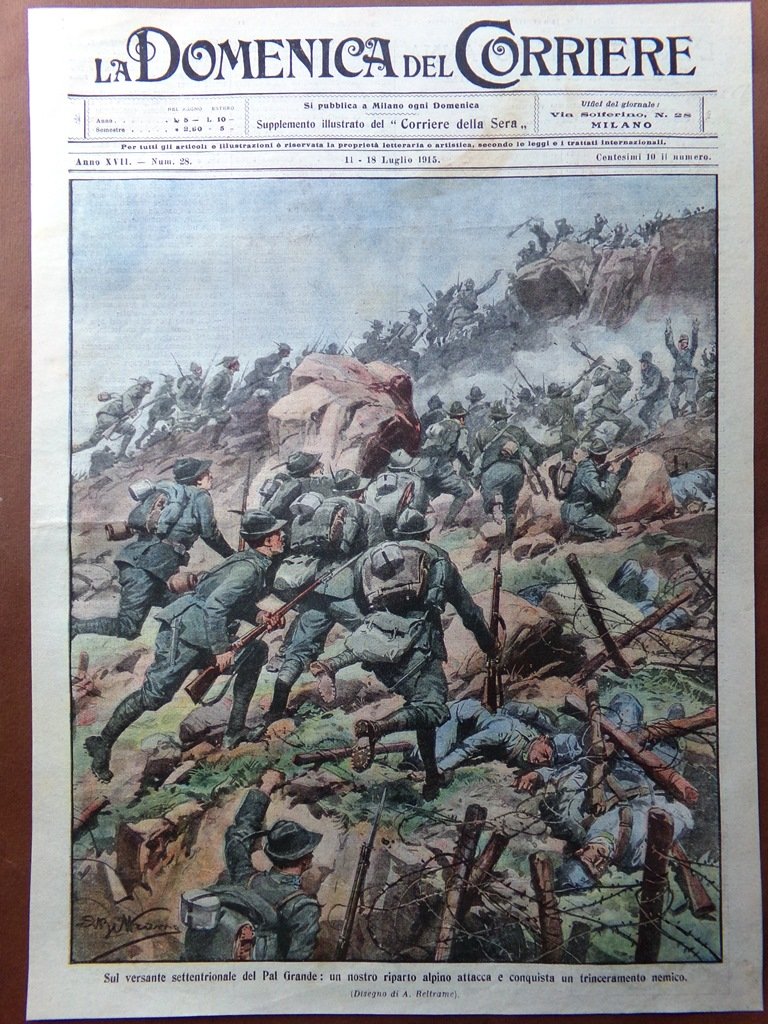 Copertina Domenica Corriere nr. 28 del 1915 WW1 Fronte Pal …