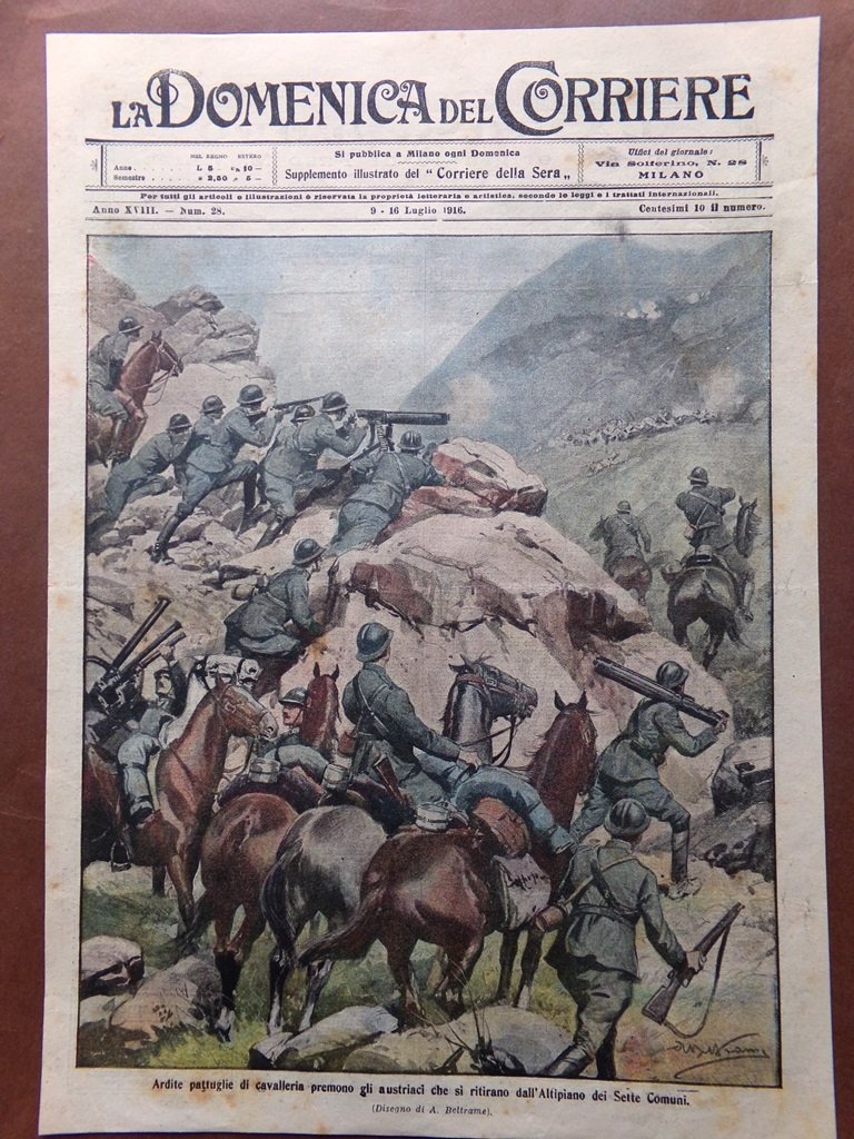 Copertina Domenica Corriere nr. 28 del 1916 WW1 Altipiano Sette …