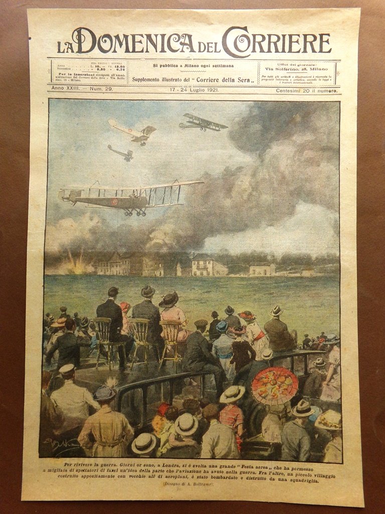 Copertina Domenica Corriere nr. 29 del 1921 Festa Aerea a …