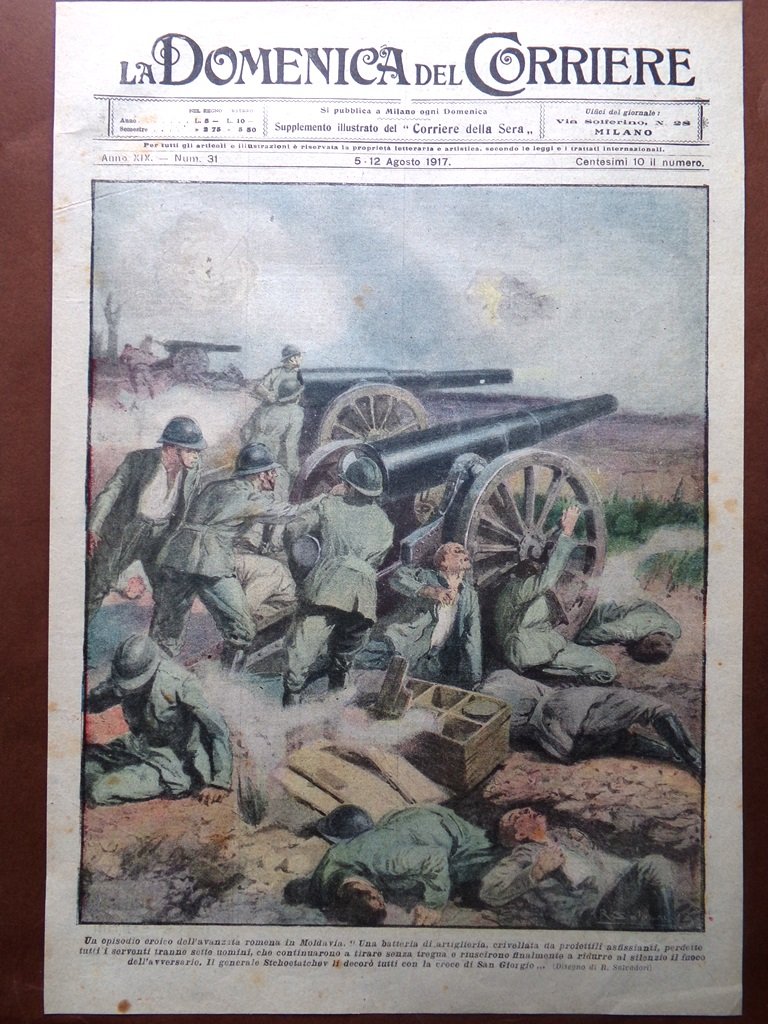 Copertina Domenica Corriere nr. 31 del 1917 WW1 Avanzata Romena …