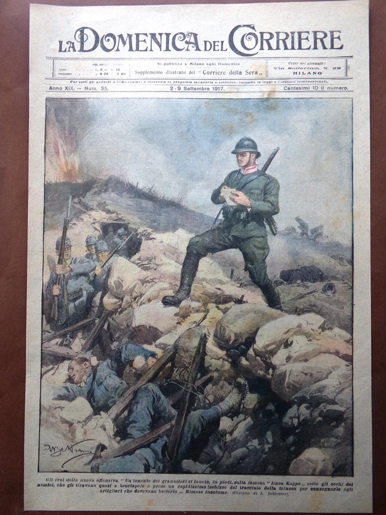 Copertina Domenica Corriere nr. 35 del 1917 WW1 Offensiva Linea …