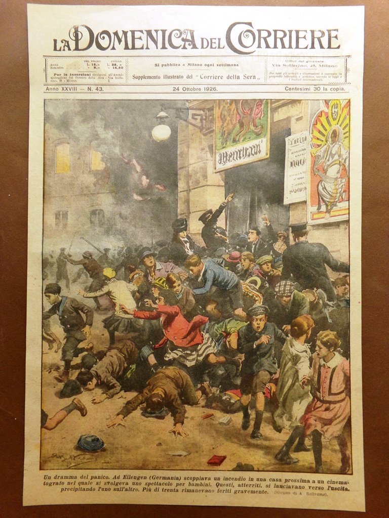 Copertina Domenica Corriere nr. 43 del 1926 Eilengen Incendio nel …